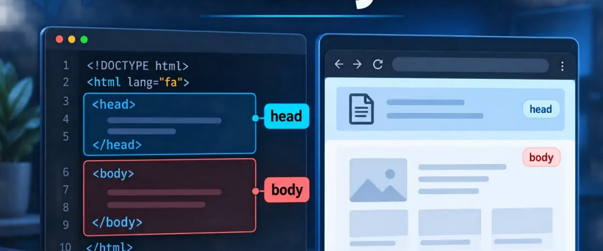 ساختار سند HTML و تفاوت بخش های head و body در درس 4