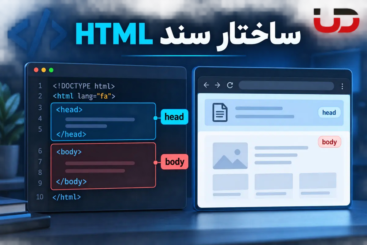 ساختار سند HTML و تفاوت بخش های head و body در درس 4