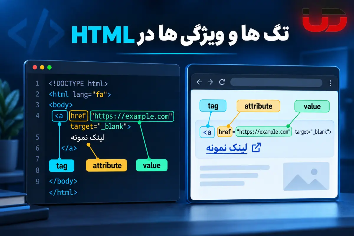 تگ ها و ویژگی ها در HTML درس 5