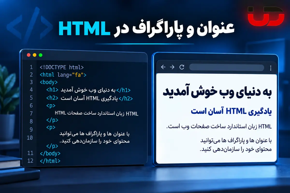 عنوان ها و پاراگراف ها در HTML درس 6