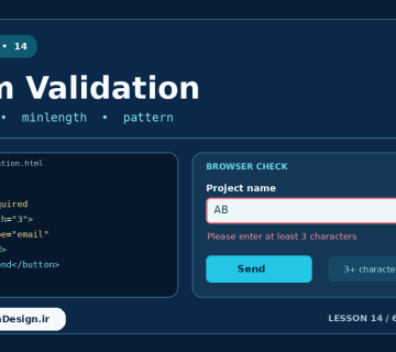 آموزش اعتبارسنجی فرم HTML با required و minlength و pattern، درس 14 ارومیا دیزاین