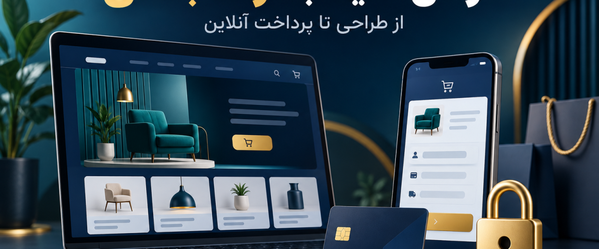 طراحی سایت با درگاه بانکی و نمایش فروشگاه اینترنتی در موبایل و لپ تاپ